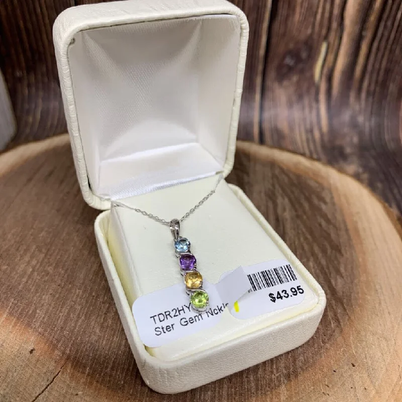 Luxury Gemstone Necklace for Brides-Sterling Gem Pendant Necklace