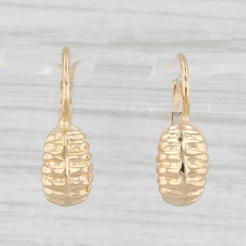 Elegant Statement Drop Earrings-Scalloped Croissant Drop Earrings 18k Yellow Gold Lever Backs