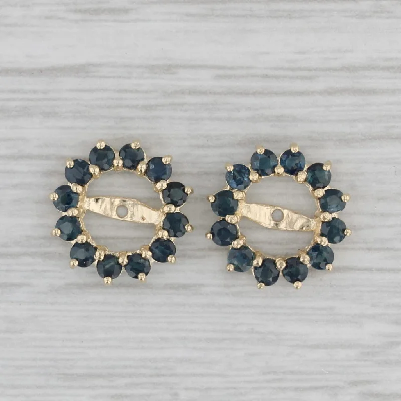 Boho Style Earrings-1.10ctw Blue Sapphire Earring Enhancers Jackets 14k Gold for Stud Earrings