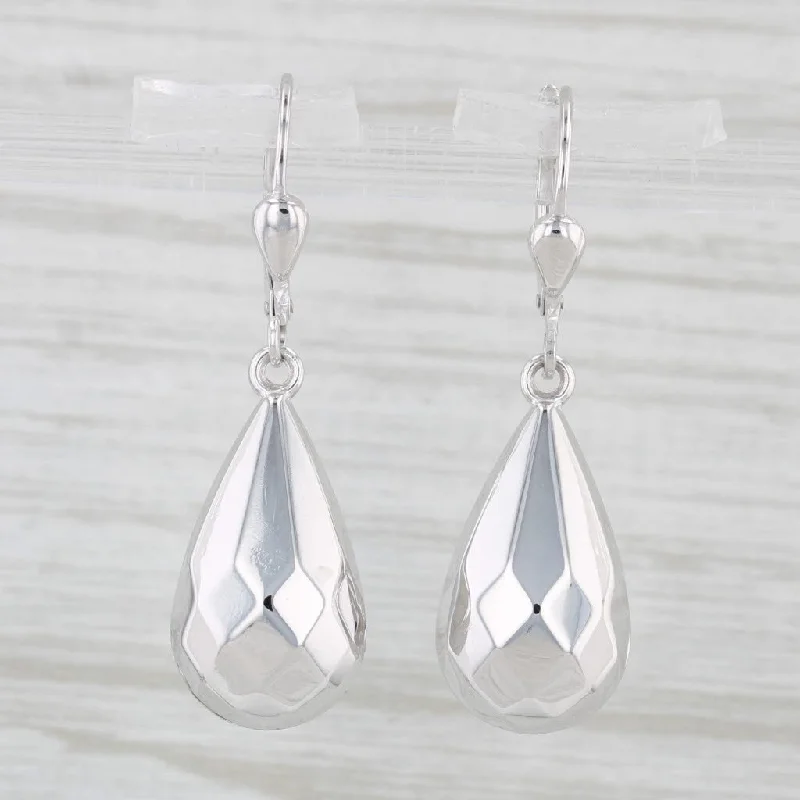 Vintage Earrings for Women-Milor Teardrop Earrings 14k White Gold Pierced Dangles