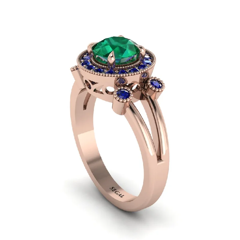 Simple Gold Ring for Minimalist Look-Radiant Emerald Halo Gold Engagement Ring - Madilyn No. 65