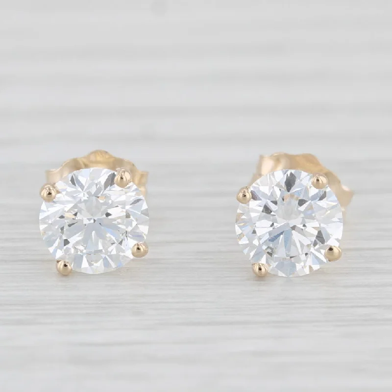 Art Deco Earrings-New 1.43ctw Lab Created Diamond Stud Earrings 14k Yellow Gold Round Solitaires