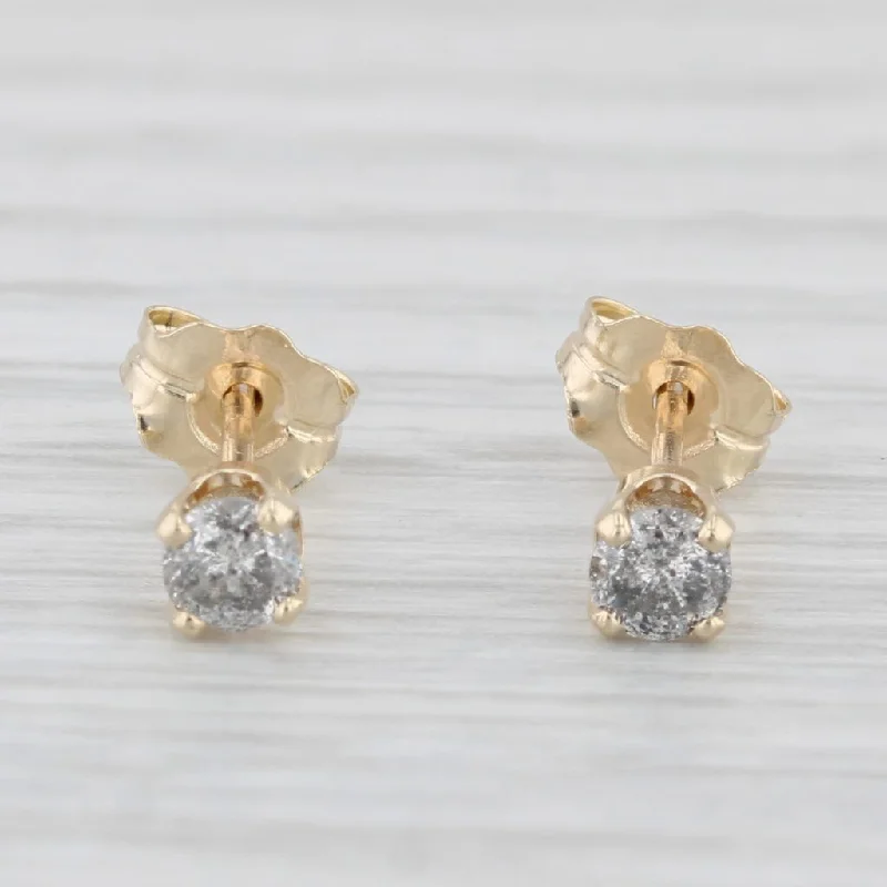 Elegant Long Earrings-0.24ctw Round Solitaire Stud Earrings 10k Yellow Gold