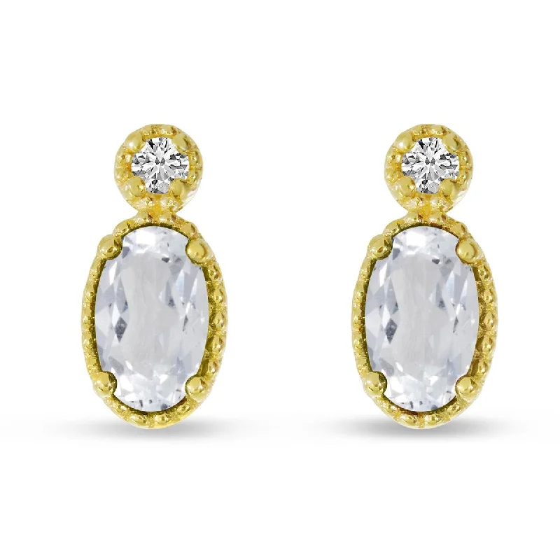 Luxury Diamond Earrings-YELLOW GOLD WHITE TOPAZ EARRINGS