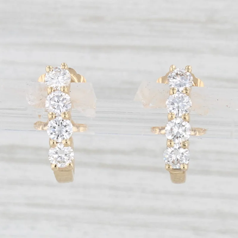 Small Gold Earrings-0.65ctw Diamond Journey J-Hook Earrings 18k Yellow Gold Pierced Drops