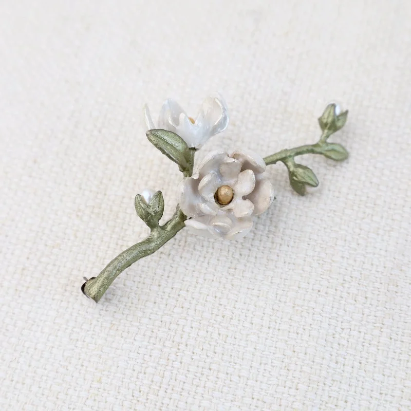 Trendy Brooch with Colorful Enamel Detailing-Magnolia Flower Brooch