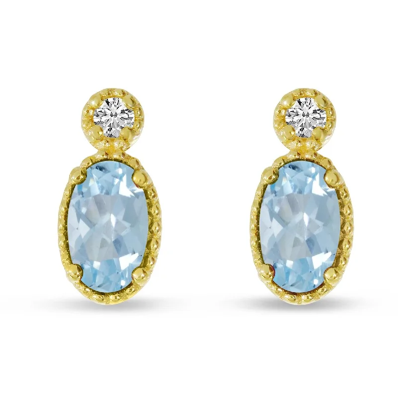 Minimalist Earrings-YELLOW GOLD AQUAMARINE EARRINGS