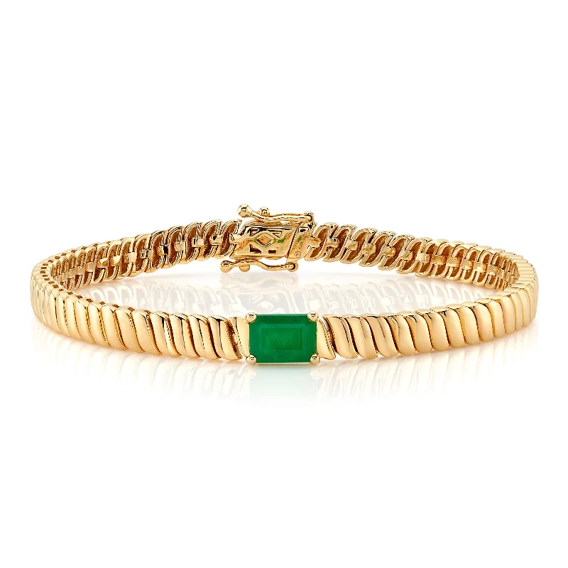 Customizable Bracelet Set for Bridesmaids-Emerald Baguette Bracelet