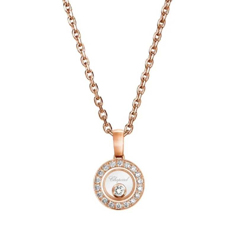 Elegant Chain Necklace for Weddings-Happy Diamonds Icons 18ct Rose Gold Small Round Pendant