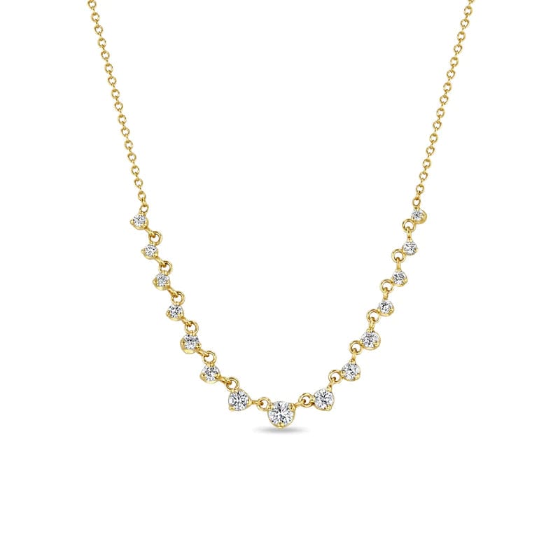 Classic Gold Pendant Necklace-14k 15 Linked Graduated Prong Diamond Necklace