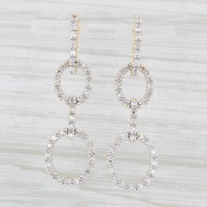 Statement Earrings for Parties-0.40ctw Diamond Drop Earrings 14k Yellow Gold Snap Top Dangles