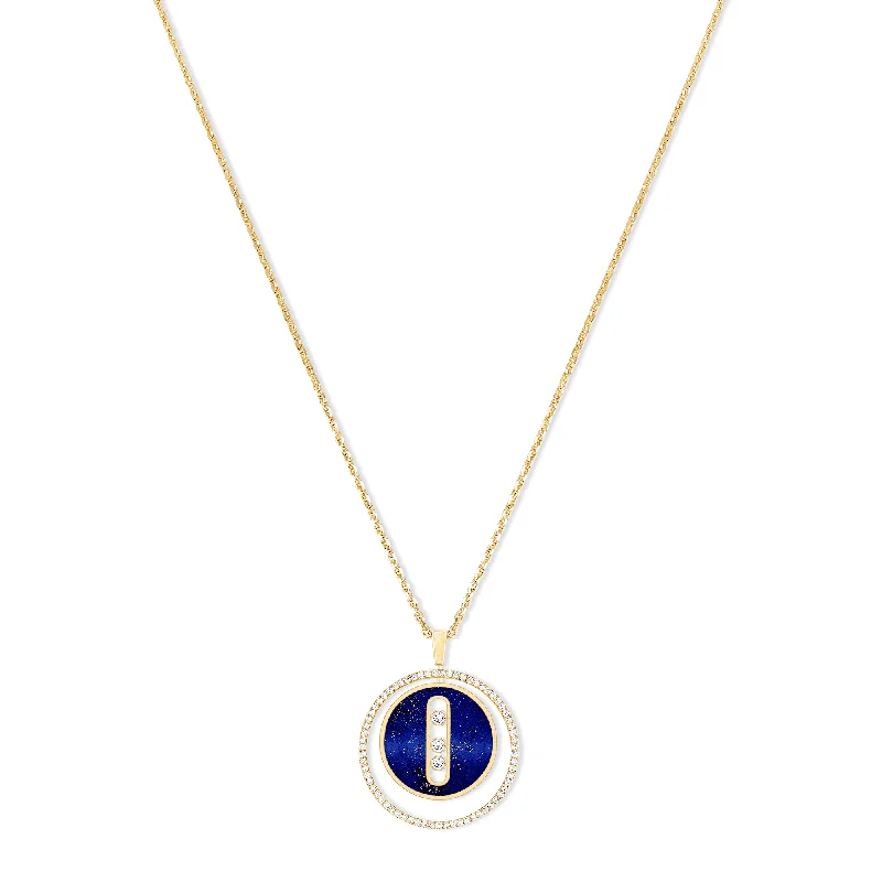 Unique Gold Necklace for Fashion-Lapis Lazuli Lucky Move 18ct Yellow Gold Diamond Necklace