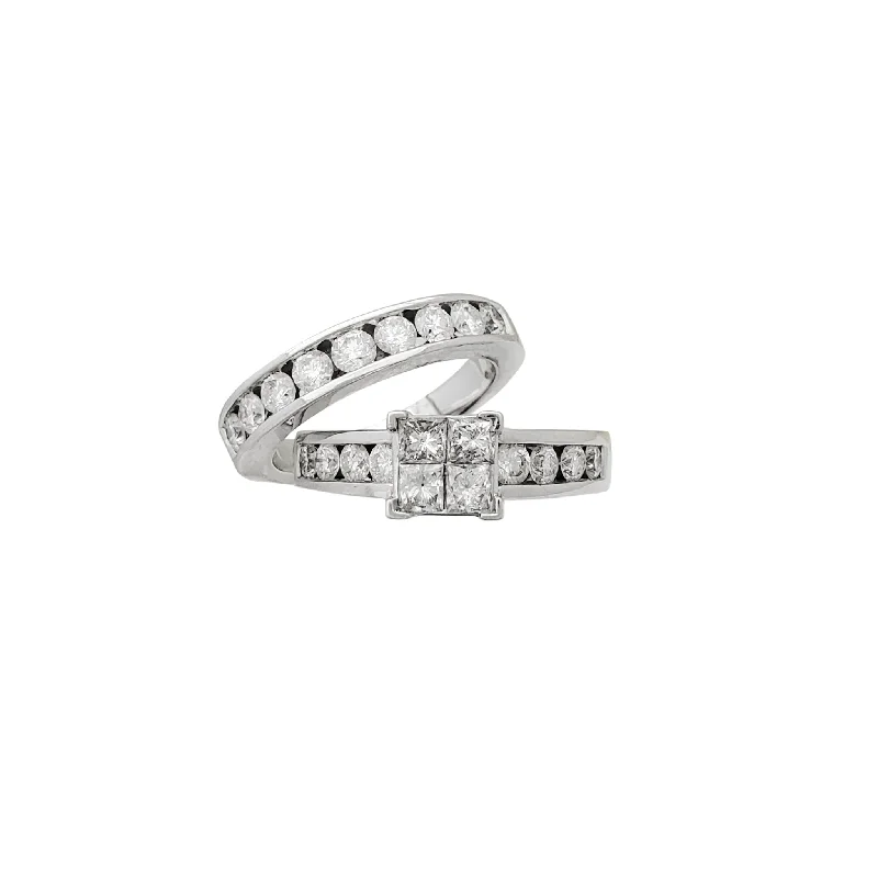 Luxury Diamond Ring for Anniversary-Diamond Channel-Setting Engagement Ring (14K)