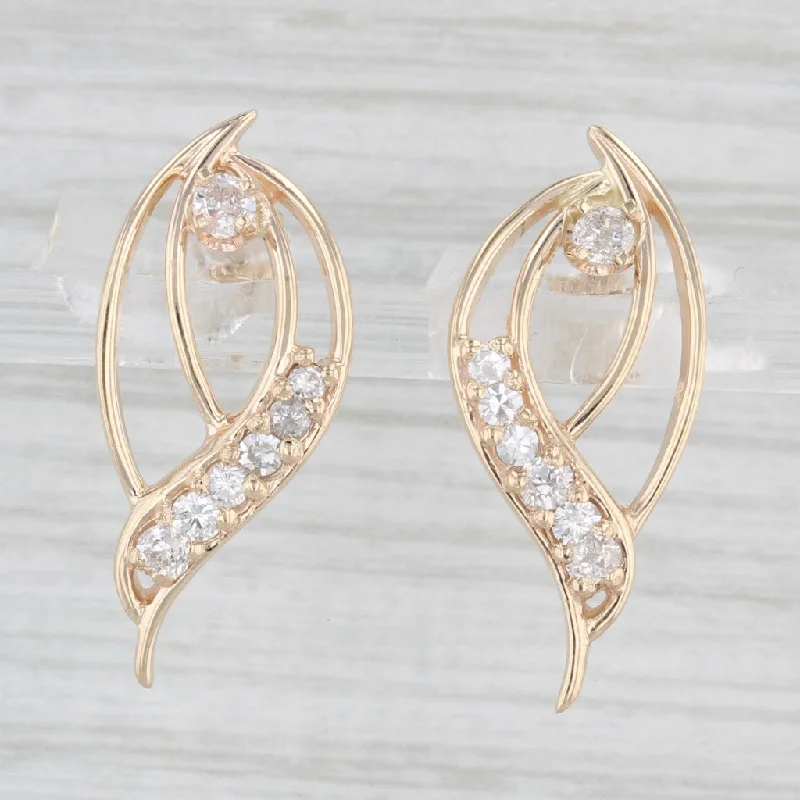 Rose Gold Earrings for Women-0.52ctw Diamond Teardrop Earrings 14k Yellow Gold