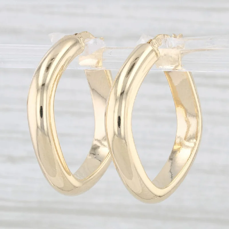 Wedding Earrings for Brides-New Square Hoop Earrings 14k Yellow Gold Snap Top Pierced Oval Hoops