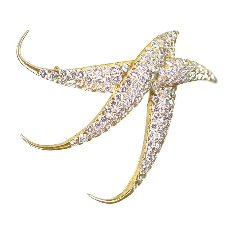 Custom Brooch with Elegant Pearl Detailing-18k yellow gold and pavé diamond brooch