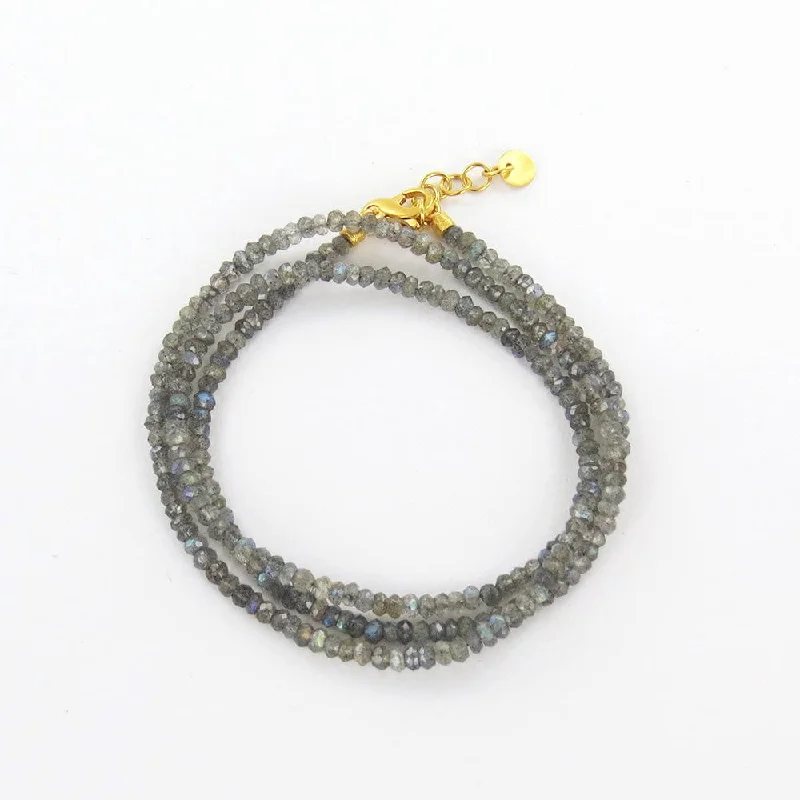 Heart Shaped Pendant Necklace for Valentine’s Day-Labradorite Necklace & Wrap Bracelet