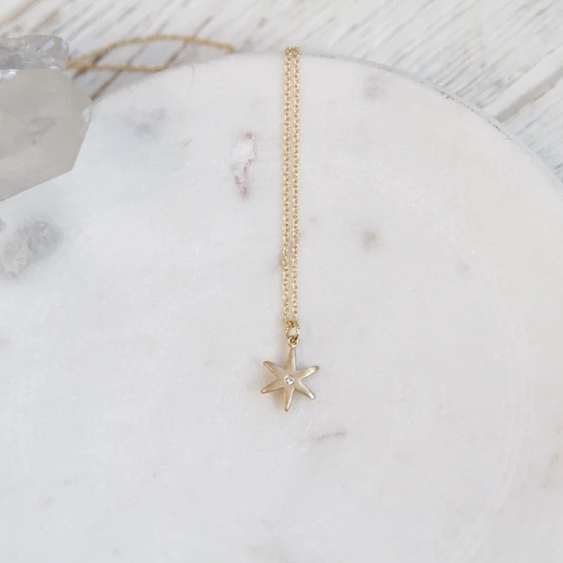 Fashionable Layered Necklace for Women-18k Yellow Gold "Celestial" Diamond Star  Necklace