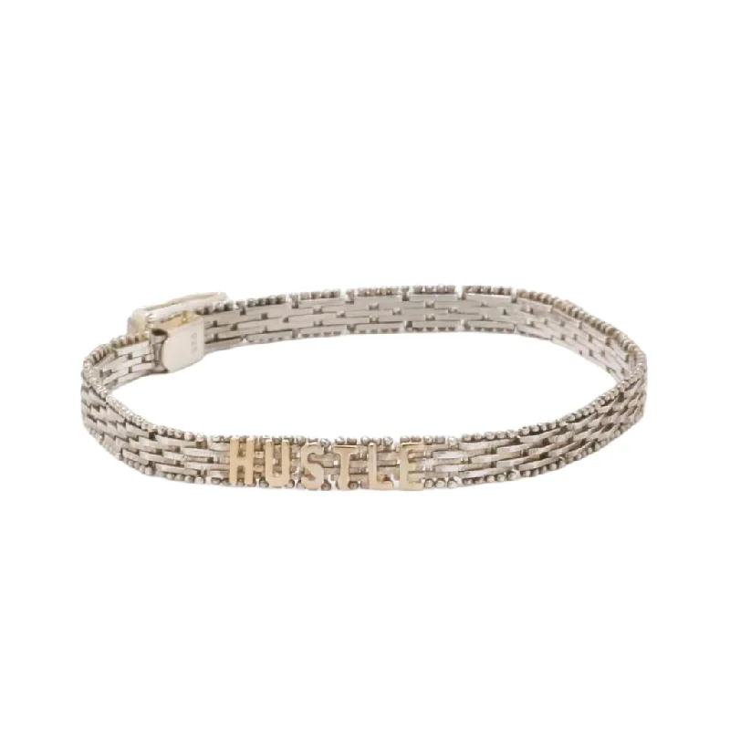 Simple Silver Bracelet with Geometric Design-HUSTLE & FLOW Bracelet