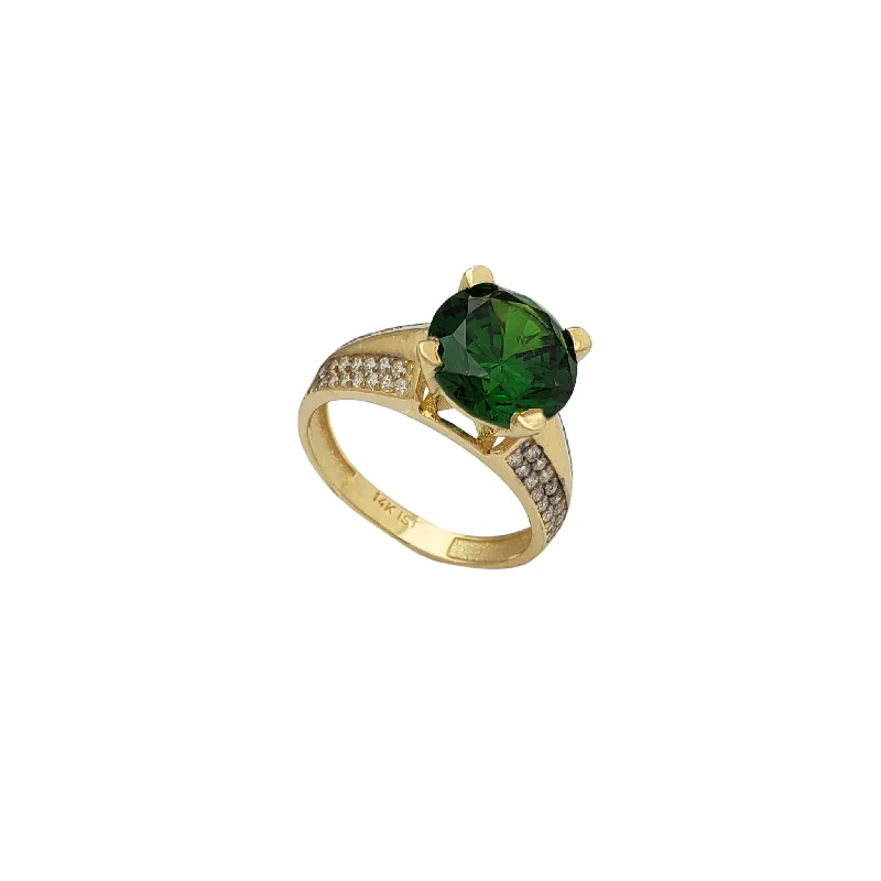 Vintage-inspired Engagement Ring for Women-Zirconia Green Engagement Lady Ring (14K)