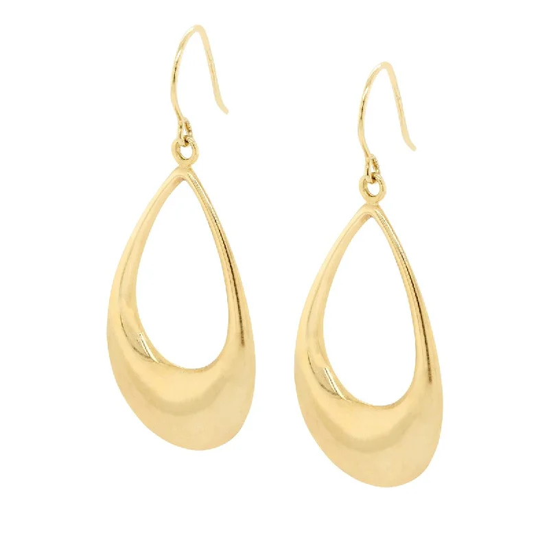 Classic Diamond Earrings-YELLOW GOLD TEAR SHAPED DANGLE HOOP EARRINGS