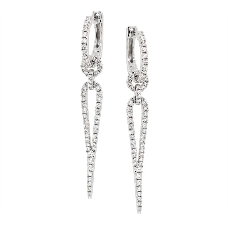 Double Hoop Earrings-MODERN WHITE GOLD DANGLE EARRINGS WITH DIAMONDS, .86 CT TW