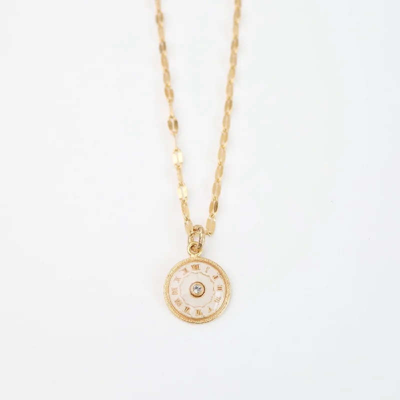 Designer Gold Necklace for Brides-White Enamel Dot Necklace