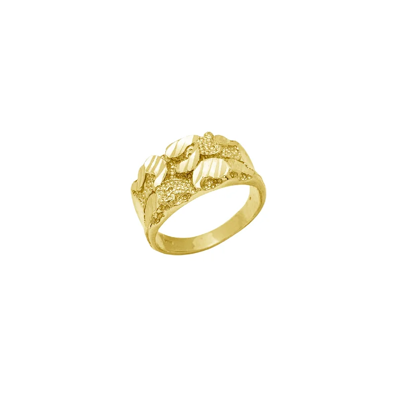 Custom Geometric Ring for Fashionistas-Milgrain Texture Diamond Cut Nugget Ring (10K)