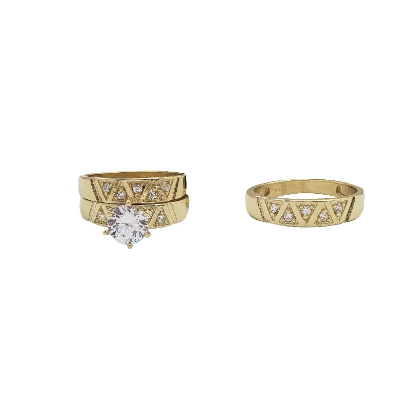 Personalized Name Ring for Gifts-Three-Piece Set Engagement Rings (10K)