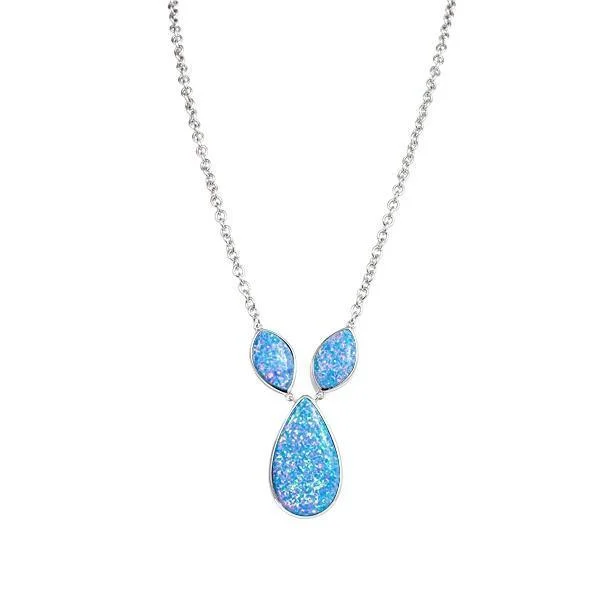 Rose Gold Necklace for Women-Sterling Silver Opal Triple Drop Necklace by Alamea