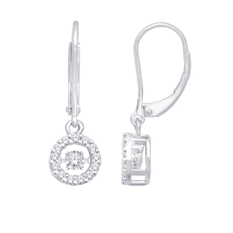 Elegant Statement Earrings-10K White Gold 1/3 Ct.Tw. Moving Diamond Danglers Earrings