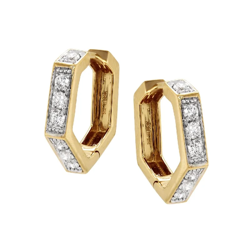 Opal Earrings for Elegant Look-GEOMETRIC TWO-TONE GOLD DIAMOND HOOP EARRINGS, .36 CT TW