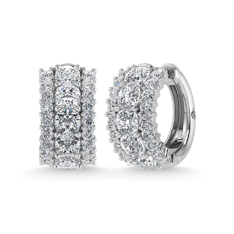 Round Hoop Earrings-14K White Gold Lab Grown Diamond 5 1/4 Ct.Tw. Huggies Earrings