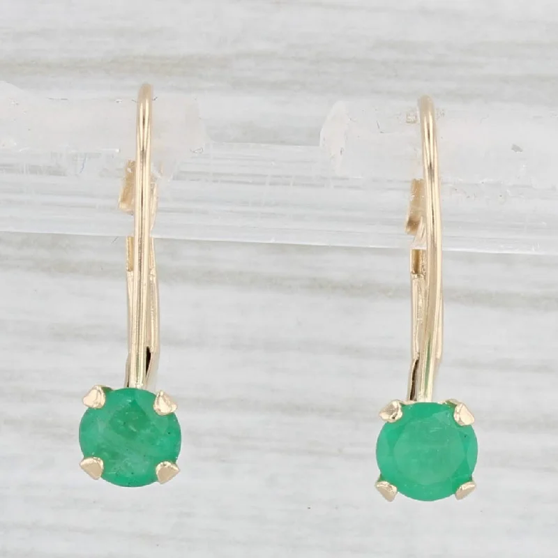 Polished Silver Earrings-0.50ctw Solitaire Emerald Diamond Earrings 14k Yellow Gold Lever Backs