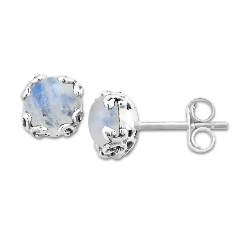 Sterling Silver Earrings-SAMUEL B. MOONSTONE STUD EARRINGS