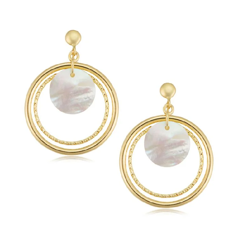 Butterfly Shaped Earrings-MOTHER OF PEARL CIRCLE EARRINGS