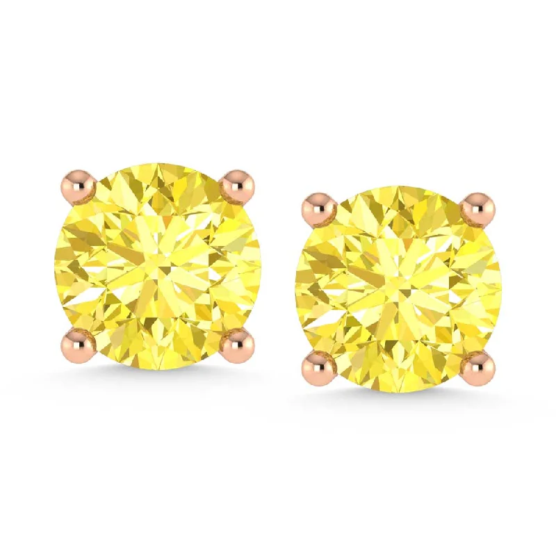 Big Hoop Earrings for Women-14K Rose Gold Lab Grown Yellow Diamond 1 Ct.Tw. Stud Earrings