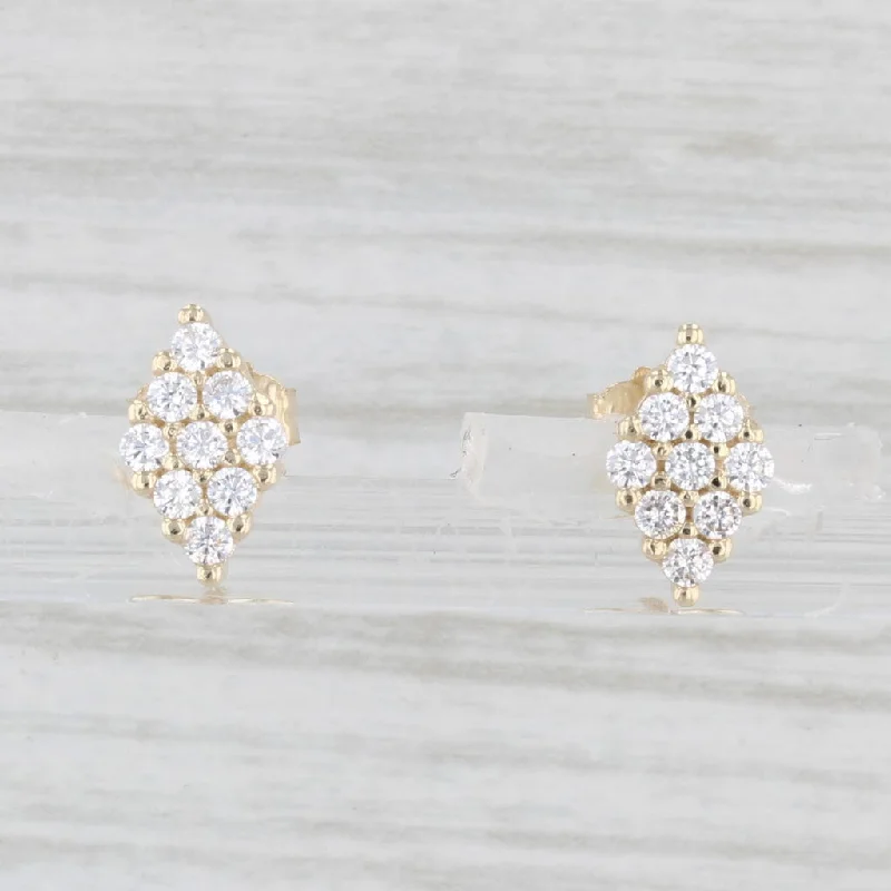 Extra Large Hoop Earrings-0.27ctw Cubic Zirconia Cluster Stud Earrings 10k Yellow Gold