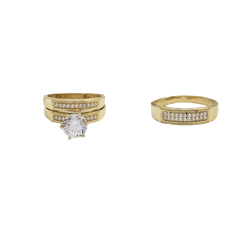 Elegant Diamond Ring for Special Occasions-Three-Piece Set Engagement Rings (10K)