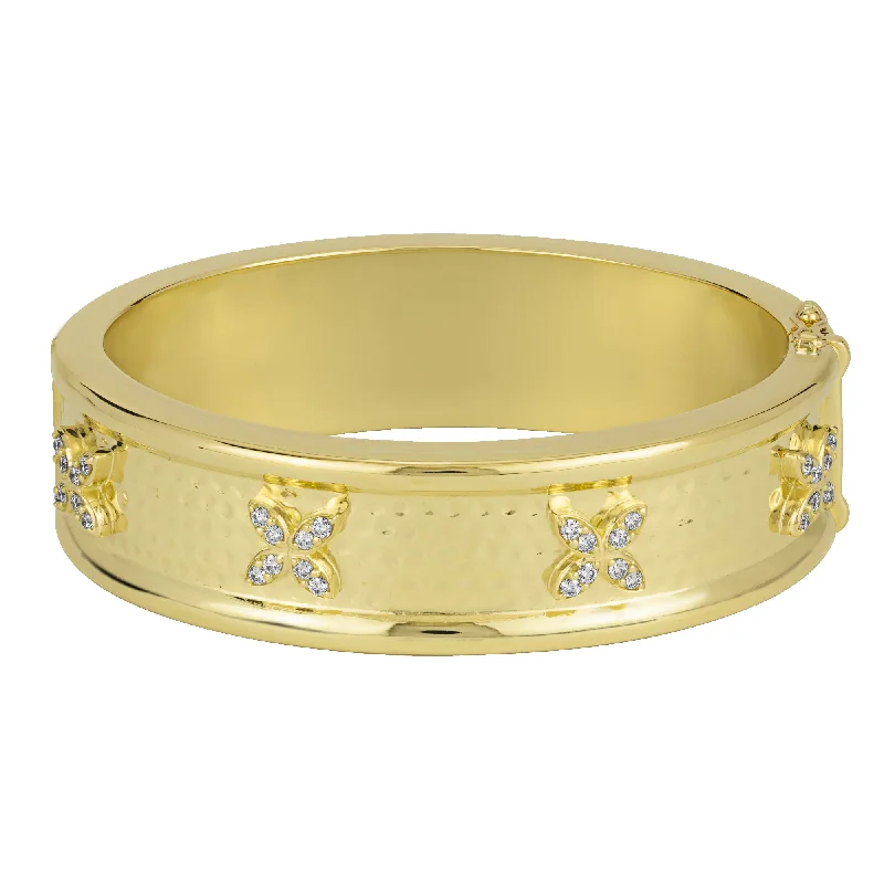 Elegant Gold Bangles with Diamond Details-Bangle - Diamond