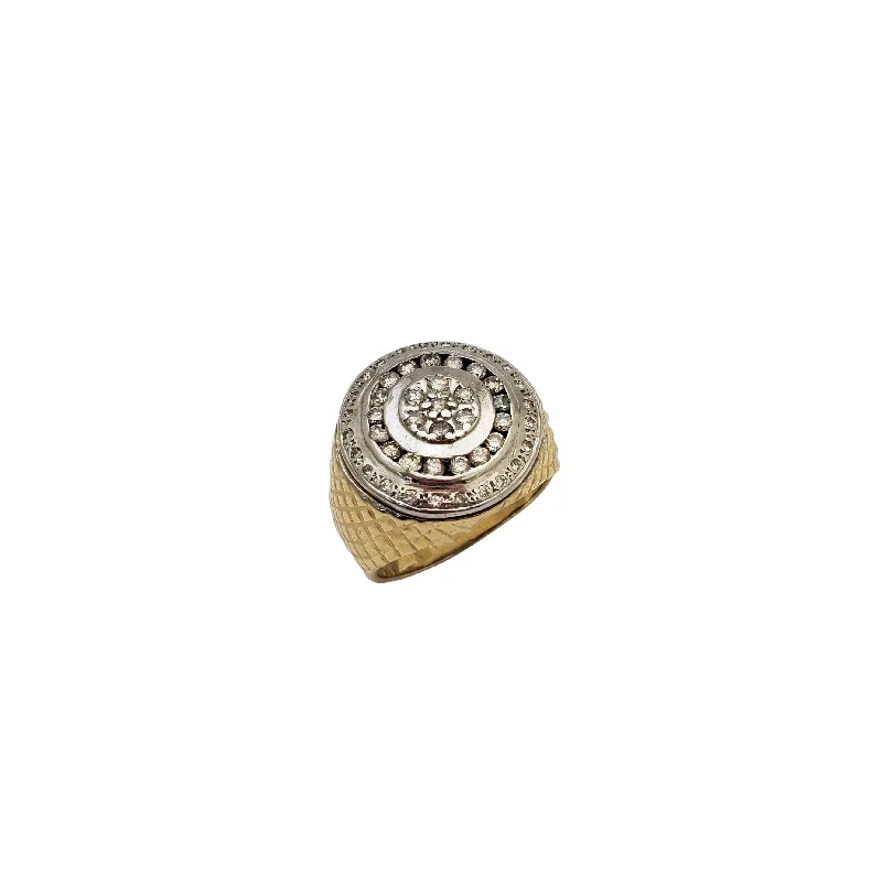 Statement Ring with Large Gemstone-Round Diamond Men Ring (14K)