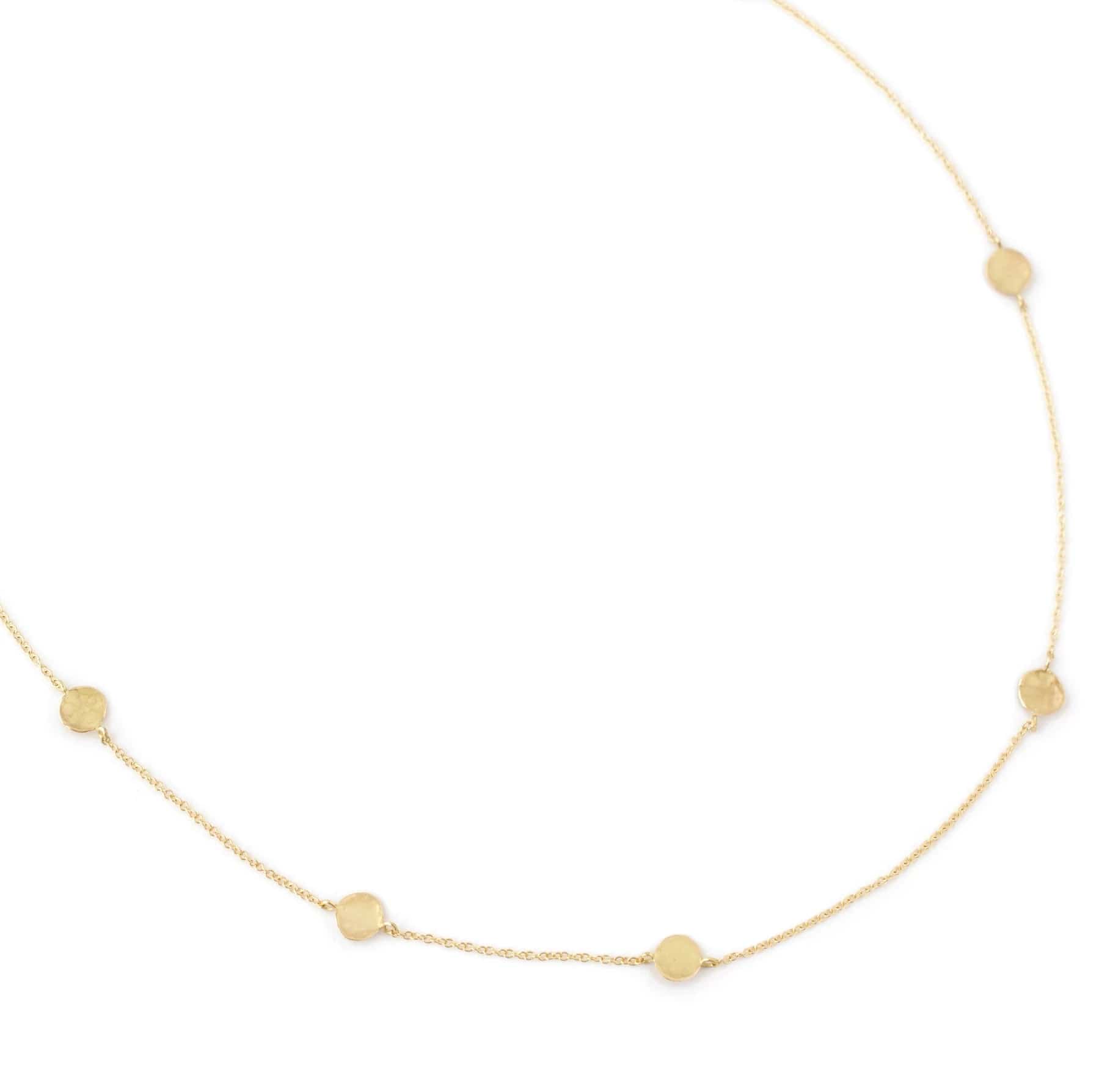 Simple Gold Chain Necklace for Men-Eight Hammered Gold Disc Necklace