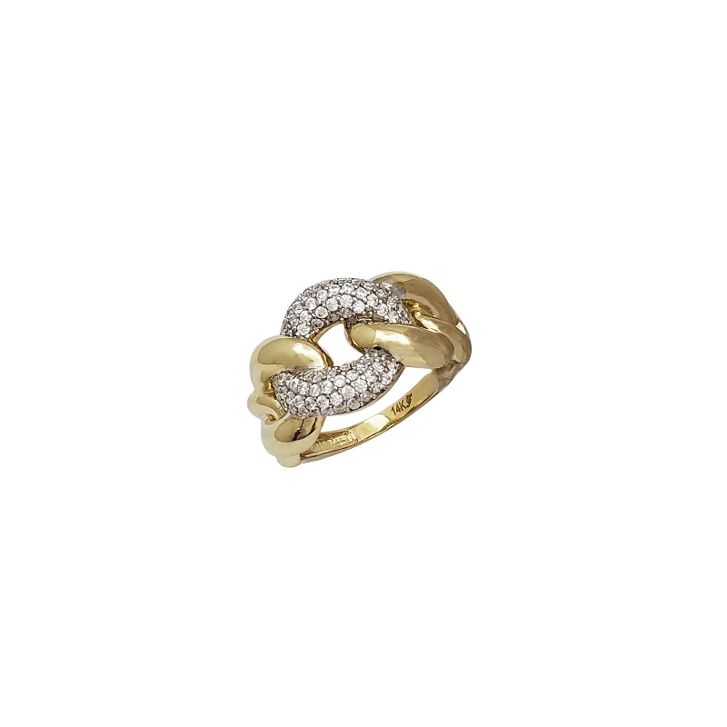 Classic Wedding Ring Set for Couples-Cuban Link Whorl Ring (14K)