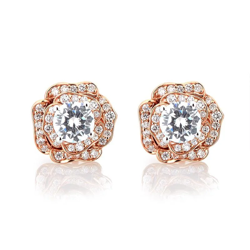 Stylish Dangle Earrings-ROSE INSPIRED DIAMOND STUD EARRINGS