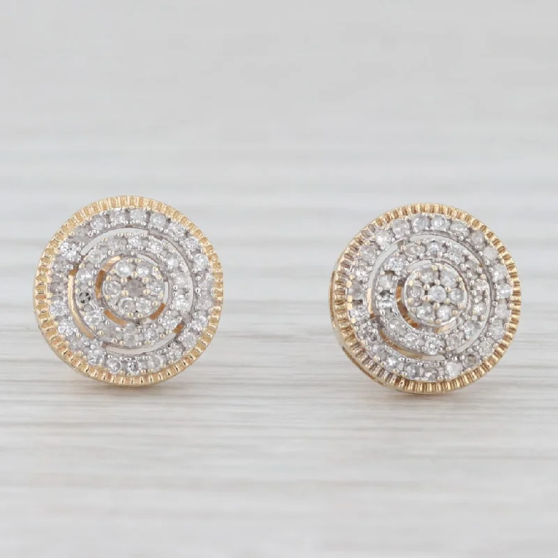 Antique Earrings for Collectors-0.33ctw Round Diamond Halo Stud Earrings 10k Yellow Gold