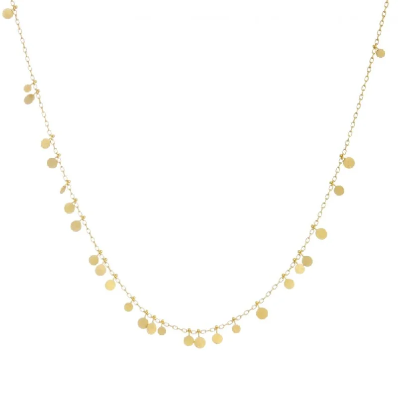 Chunky Silver Necklace for Fashionistas-Yellow Gold Random Dots Necklace