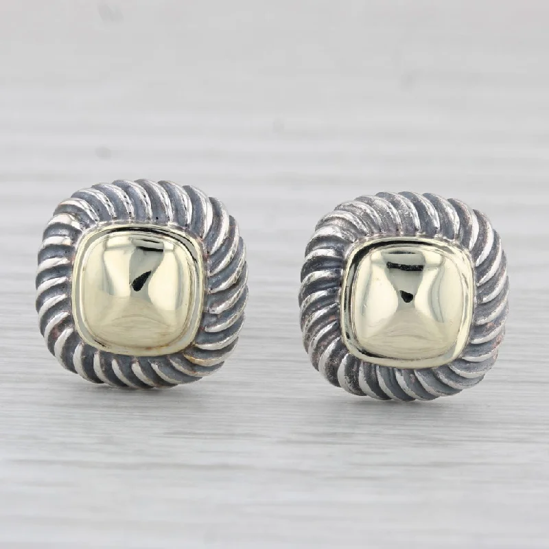 Large Pearl Earrings-David Yurman Albion Stud Earrings Sterling Silver 14k Yellow Gold