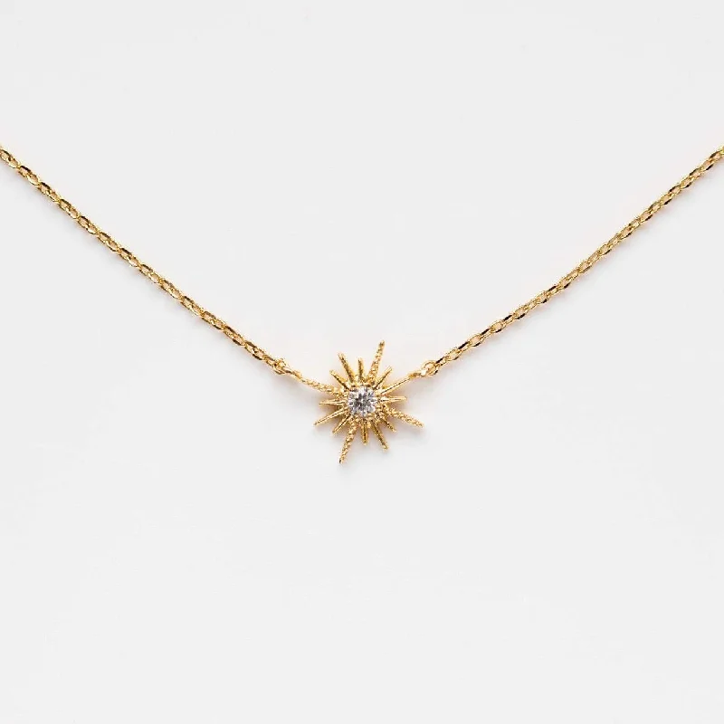 Dainty Gold Necklace for Daily Wear-Celestina Starburst Necklace