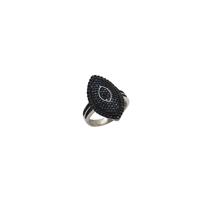 Customizable Engagement Ring for Brides-Black Onyx Cocktail Ring (Silver)