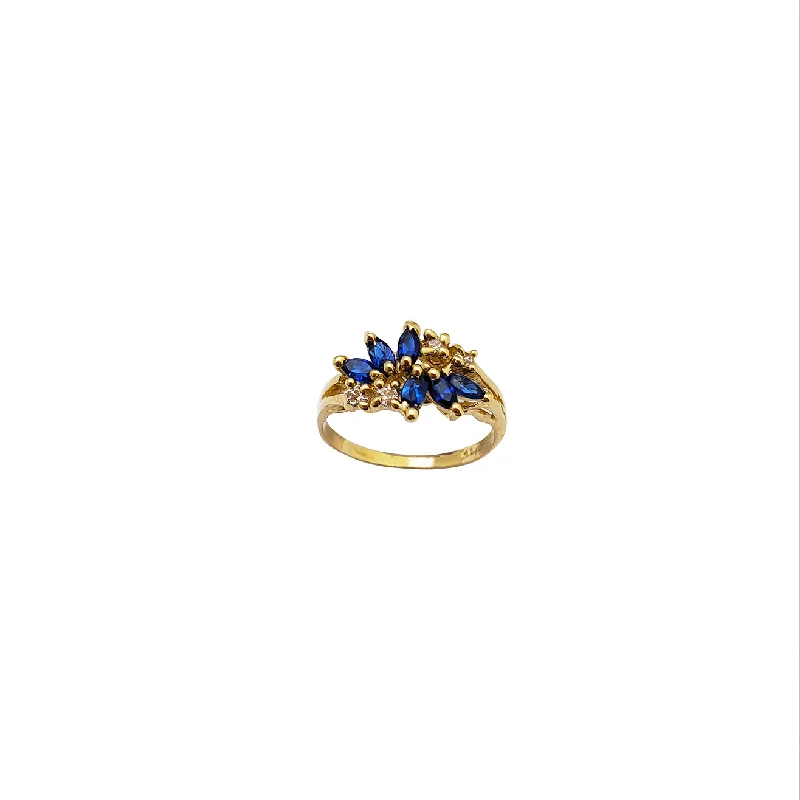 Simple Gemstone Wedding Band for Women-Blue Stone Ring (14K)